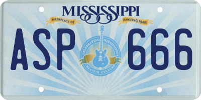MS license plate ASP666
