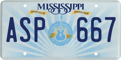 MS license plate ASP667