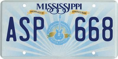 MS license plate ASP668