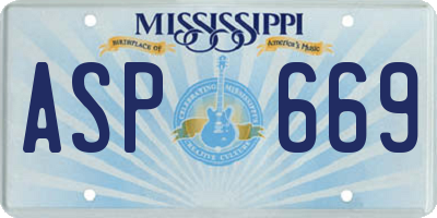 MS license plate ASP669