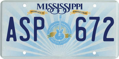 MS license plate ASP672