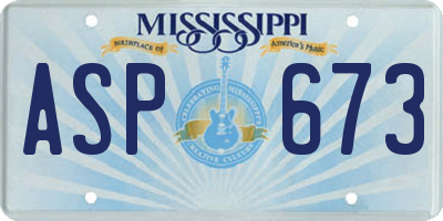 MS license plate ASP673
