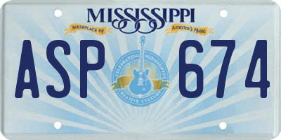 MS license plate ASP674