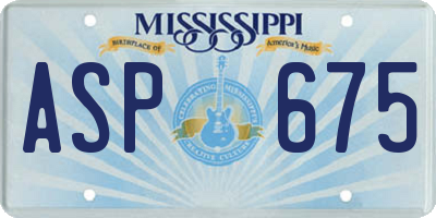 MS license plate ASP675