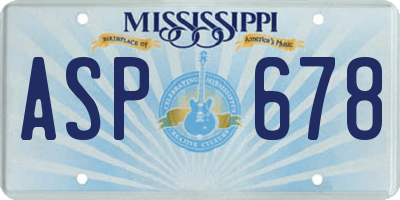 MS license plate ASP678