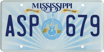 MS license plate ASP679