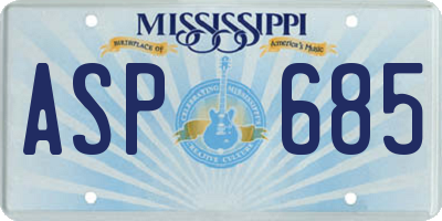 MS license plate ASP685