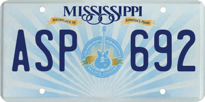 MS license plate ASP692
