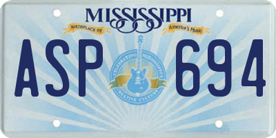 MS license plate ASP694