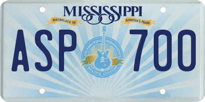 MS license plate ASP700