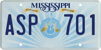 MS license plate ASP701