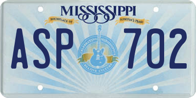 MS license plate ASP702