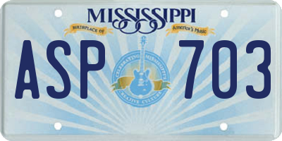 MS license plate ASP703