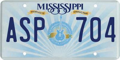 MS license plate ASP704