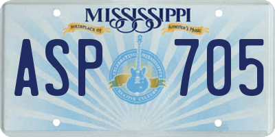 MS license plate ASP705