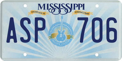 MS license plate ASP706