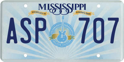 MS license plate ASP707