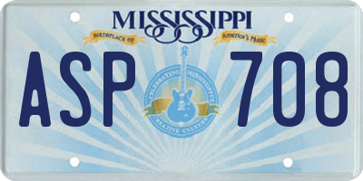 MS license plate ASP708