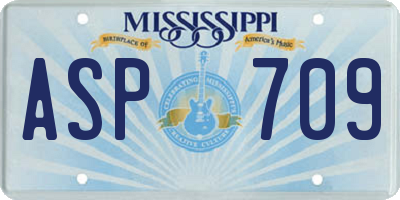MS license plate ASP709
