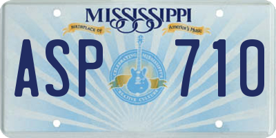 MS license plate ASP710