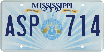 MS license plate ASP714