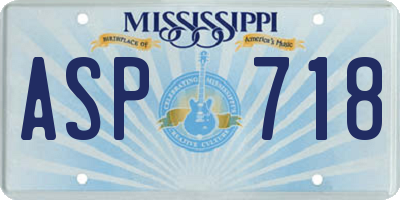 MS license plate ASP718