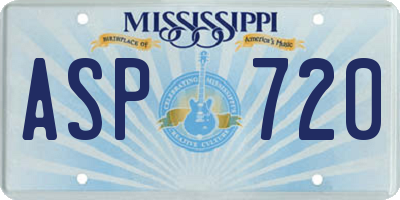 MS license plate ASP720