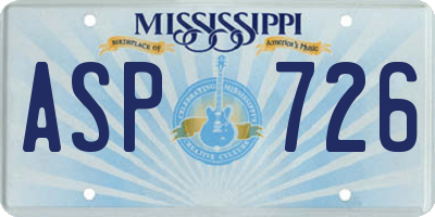 MS license plate ASP726