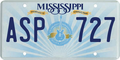 MS license plate ASP727