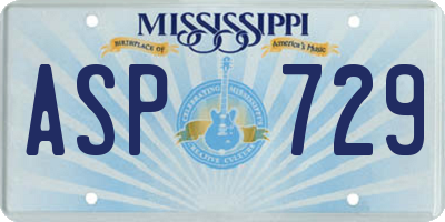 MS license plate ASP729