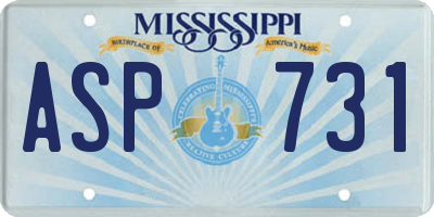 MS license plate ASP731