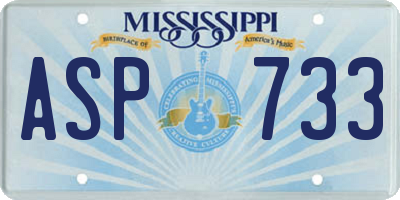 MS license plate ASP733