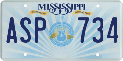 MS license plate ASP734