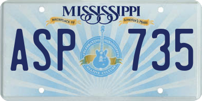 MS license plate ASP735