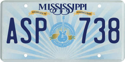 MS license plate ASP738