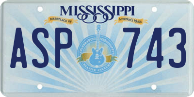 MS license plate ASP743