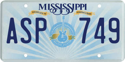 MS license plate ASP749