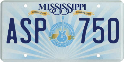 MS license plate ASP750
