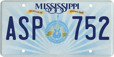 MS license plate ASP752