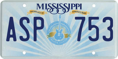 MS license plate ASP753