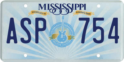 MS license plate ASP754