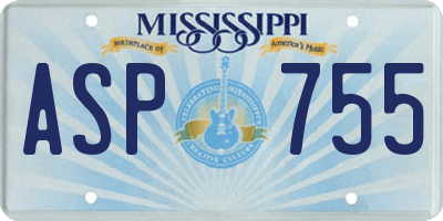 MS license plate ASP755
