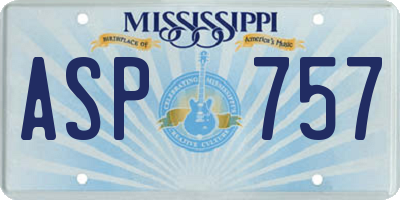 MS license plate ASP757