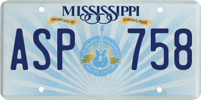 MS license plate ASP758