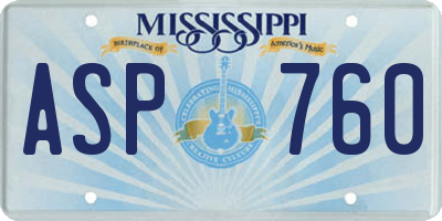 MS license plate ASP760