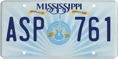 MS license plate ASP761