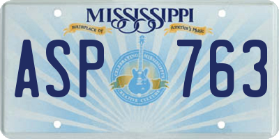 MS license plate ASP763