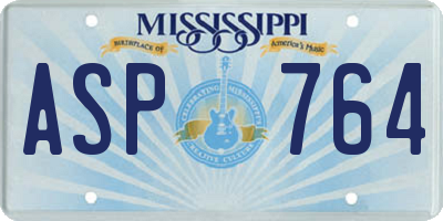 MS license plate ASP764
