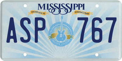 MS license plate ASP767