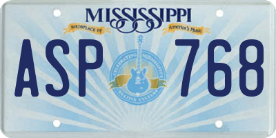 MS license plate ASP768